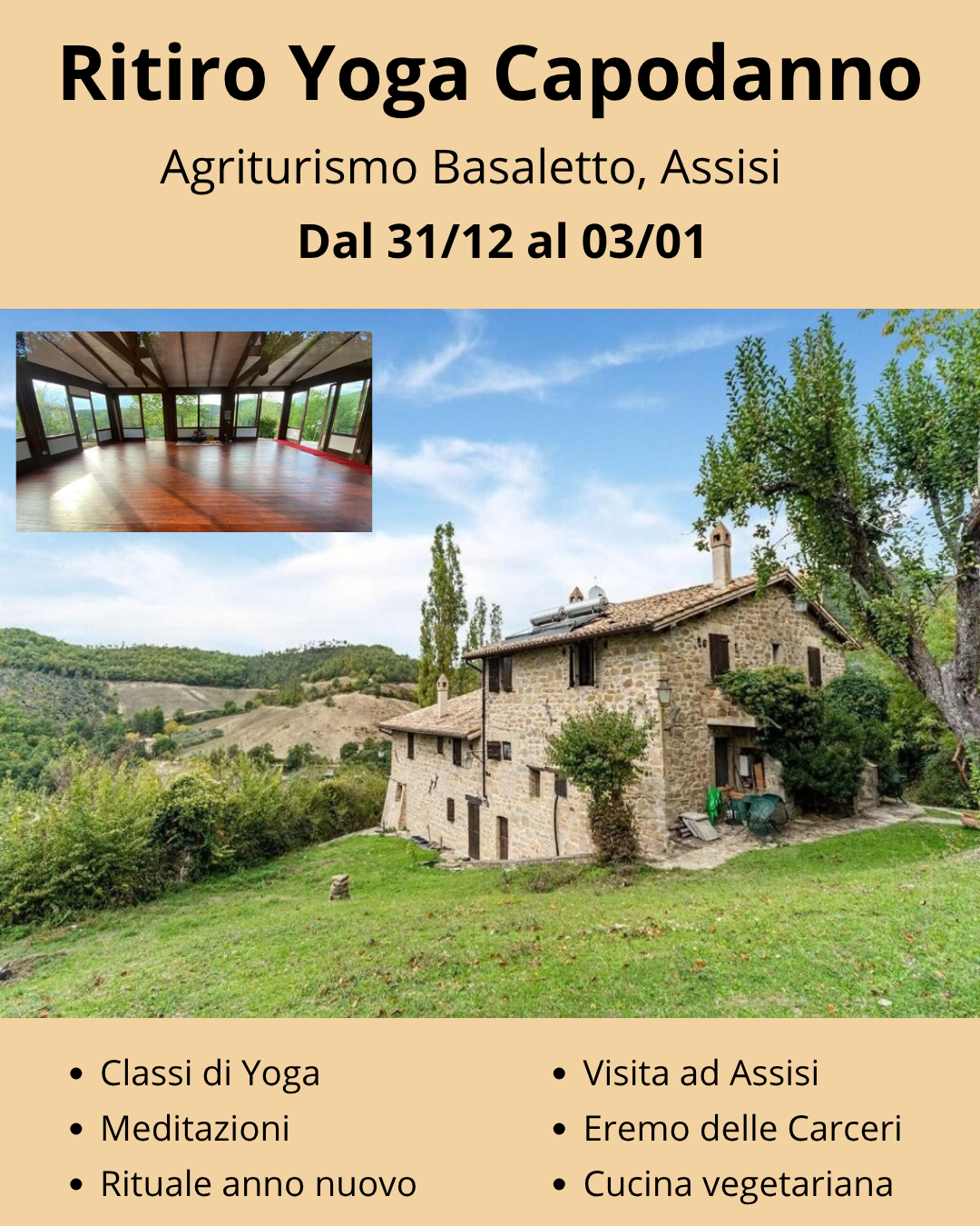 Ritiro Yoga Capodanno in Agriturirmo ad Assisi