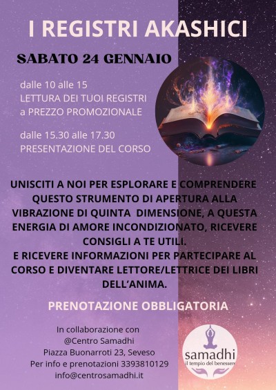 Sabato 24/01/26 Lettura Registri Akashici e presentazione corso