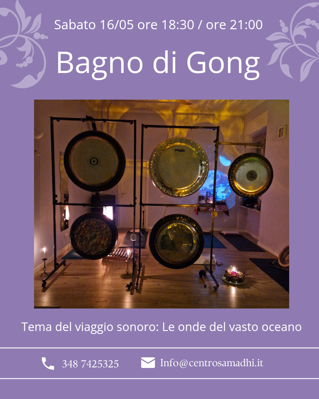 Sabato 16/05/26 ore 18:30 e 21:00: Bagno di gong e viaggio sonoro