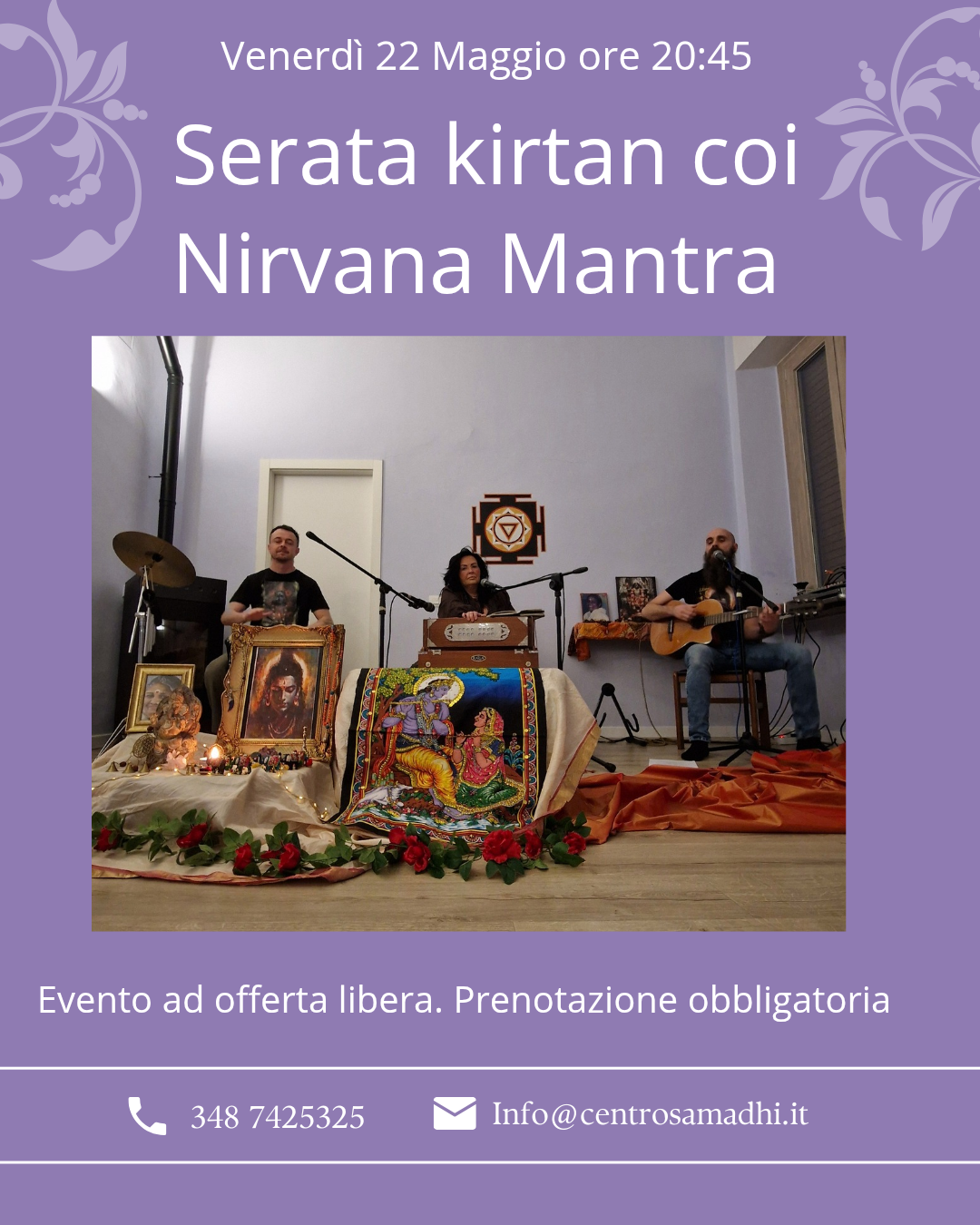 Venerdì 22/05/26 serata Kirtan live coi Nirvana Mantra