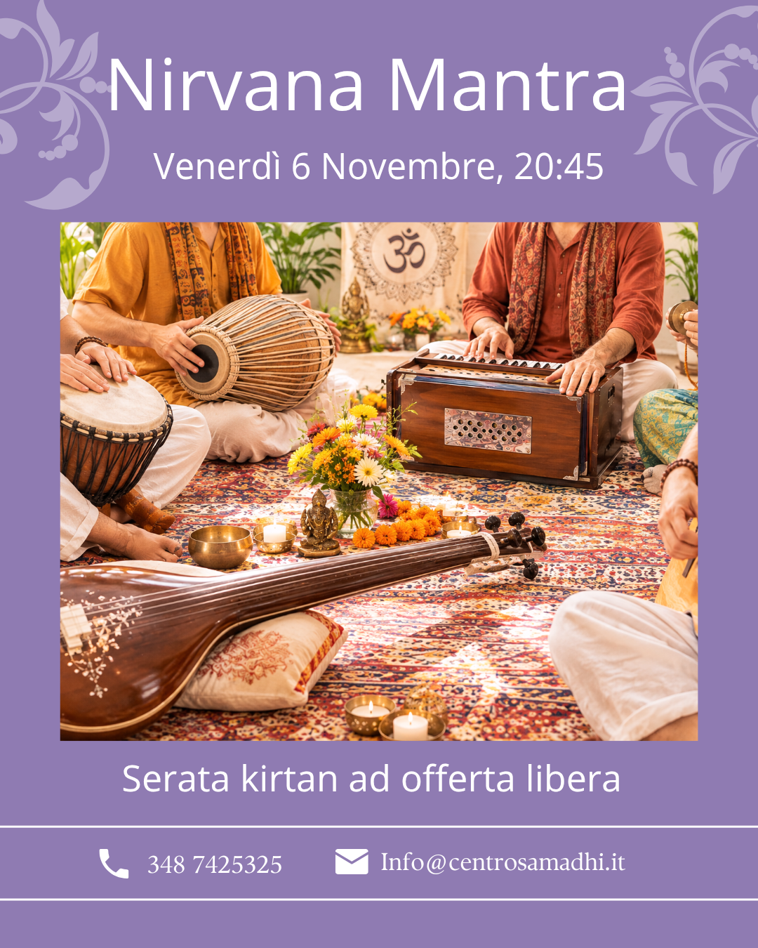 Venerdì 6/11/26, serata Kirtan live coi Nirvana Mantra